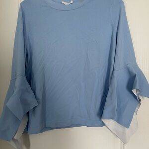 COS Blue Ruffle Sleeve Top
